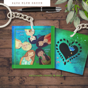 Vrouwendag portretteert Aqua Square Sleutelhanger
