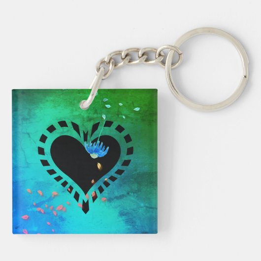 Vrouwendag portretteert Aqua Square Sleutelhanger (Achterkant)