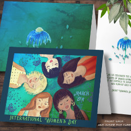 Vrouwendag portretten Aqua blauw Kaart