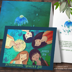 Vrouwendag portretten Aqua blauw Kaart