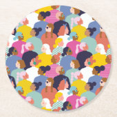 Vrouwendiversiteit - Vrouwen met verschillende ran Ronde Kartonnen Onderzetter (Voorkant)