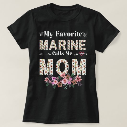 Vrouwenen mijn favoriete marinier noemen me mama S T-shirt (Design voorkant)