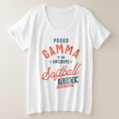 Vrouwengamma van een Moederdag van de softbal Grote Maat T-shirt (Design voorkant)