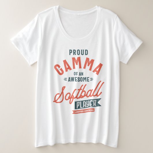 Vrouwengamma van een Moederdag van de softbal Grote Maat T-shirt (Design voorkant)