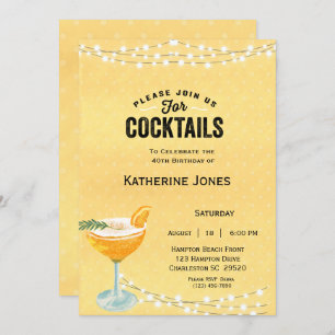 Vrouwengeel 40e verjaardag Cocktail Party Kaart