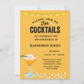 Vrouwengeel 40e verjaardag Cocktail Party Kaart (Voorkant)