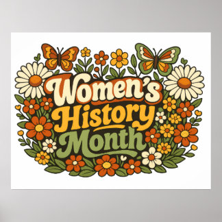 Vrouwengeschiedenis Maand Retro 70s Bloemrijke Gro Poster