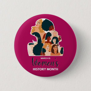 Vrouwengeschiedenismaand 2026 ronde button 5,7 cm