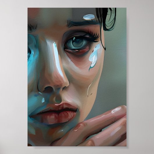 Vrouwengezicht | AI-gegenereerde illustraties Poster (Voorkant)