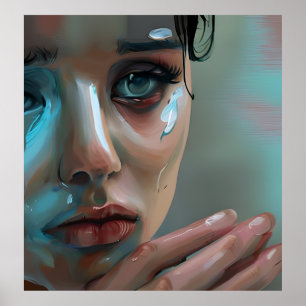 Vrouwengezicht   AI-gegenereerde illustraties Poster