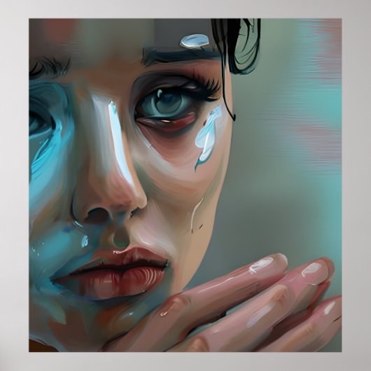 Vrouwengezicht | AI-gegenereerde illustraties Poster (Voorkant)