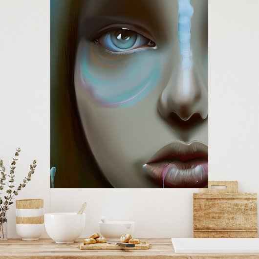 Vrouwengezicht | AI-gegenereerde illustraties Poster (Keuken)