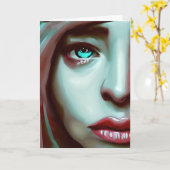Vrouwengezicht | AI-gegenereerde kunst Kaart (Gele Bloem)