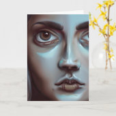 Vrouwengezicht | AI-gegenereerde kunst Kaart (Gele Bloem)