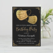 Vrouwengezichtsmaskerade Verjaardagsfeestje Kaart (Staand voorkant)