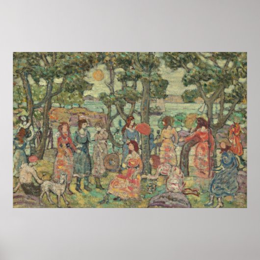 Vrouwengroep in een park  schilderen poster (Voorkant)