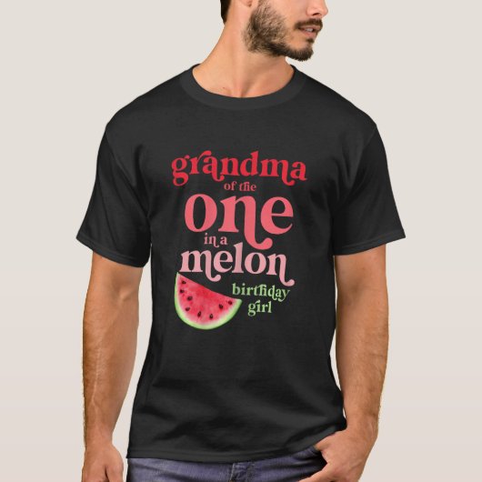 Vrouwengrootmoeder van de ene in een Melon Birthda T-shirt (Voorkant)