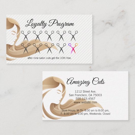 Vrouwenhaar | Salon Scissors | Loyaliteit Klantenkaartje (Voorkant / Achterkant)