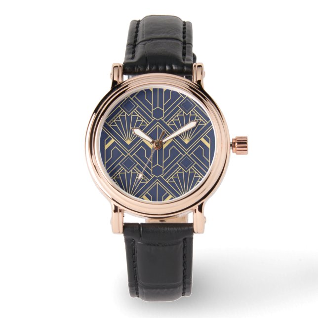 Vrouwenhorloges - Art Deco-design Lila/Gold Horloge (Voorkant)