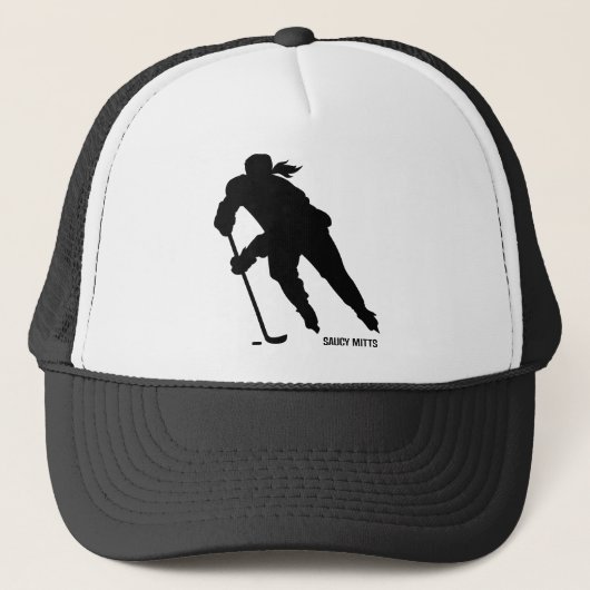 Vrouwenijshockeyspeler Silhouette Trucker Pet (Voorkant)