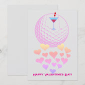 Vrouwenkaart voor Valentijnsdag voor golfer - Roze Feestdagenkaart (Voorkant / Achterkant)