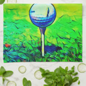 Vrouwenkleurige monogram naam Golf Sport Green Theedoek (Gevouwen)