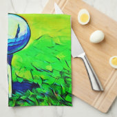 Vrouwenkleurige monogram naam Golf Sport Green Theedoek (Quarter Fold)