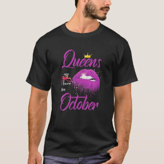 Vrouwenkoninginnen worden geboren in oktober roze  t-shirt