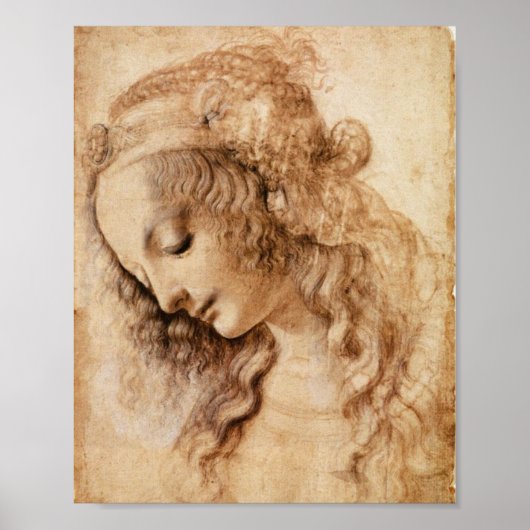 Vrouwenkop van Leonardo da Vinci Poster (Voorkant)
