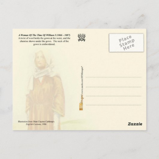 Vrouwenkostuum uit de tijd van William I Briefkaart (Achterkant)