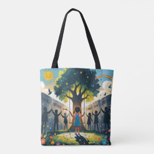 vrouwenlegging bedekt kinderdromen tote bag