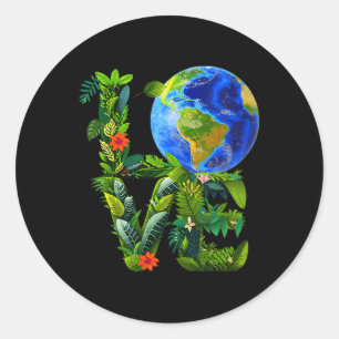 Vrouwenliefde op Earth Day Heal de planeet Save Ronde Sticker