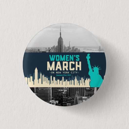 Vrouwenmars op NYC Ronde Button 3,2 Cm (Voorkant)