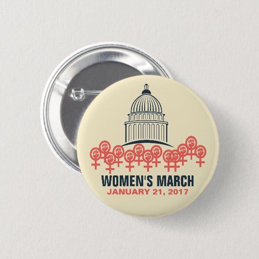 Vrouwenmars over Washington Solidariteit Ronde Button 5,7 Cm (Voorkant /achterkant)
