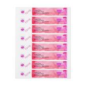 Vrouwenmars, roze Pet, beweging, waterverf Omwikkelbaar Adreslabel (Vel)