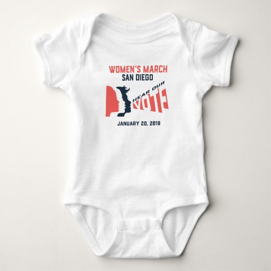 Vrouwenmars San Diego Officiële Baby Romper (Voorkant)