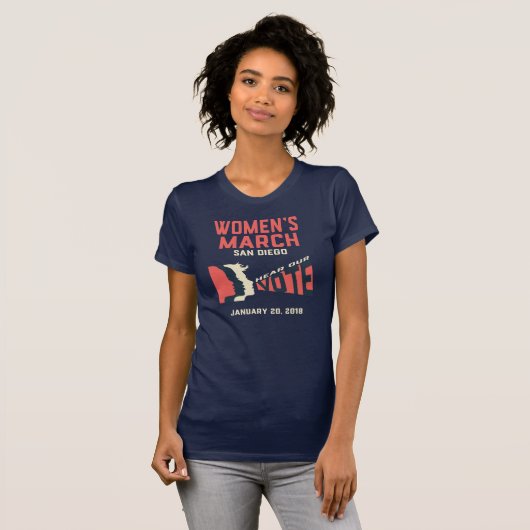 Vrouwenmars San Diego Officiële T-Shirt (Voorkant volledig)