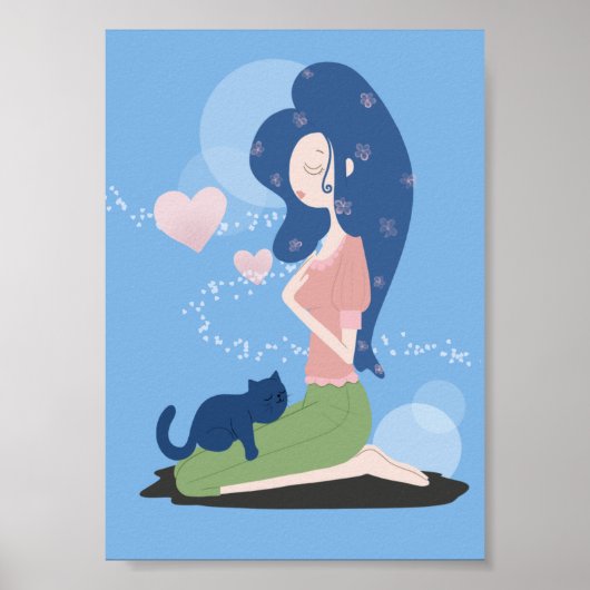 VROUWENMEISJE EN KAT-POSTER POSTER (Voorkant)