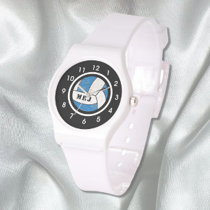 Vrouwenmonogram Volleyball Watch Silicon Bracelet Horloge