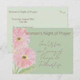 Vrouwennacht van Gebed Waterverf Bloemenuitnodigin Briefkaart