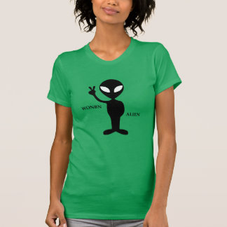 Vrouwennek met Wonbn Alien logo, groen T-shirt