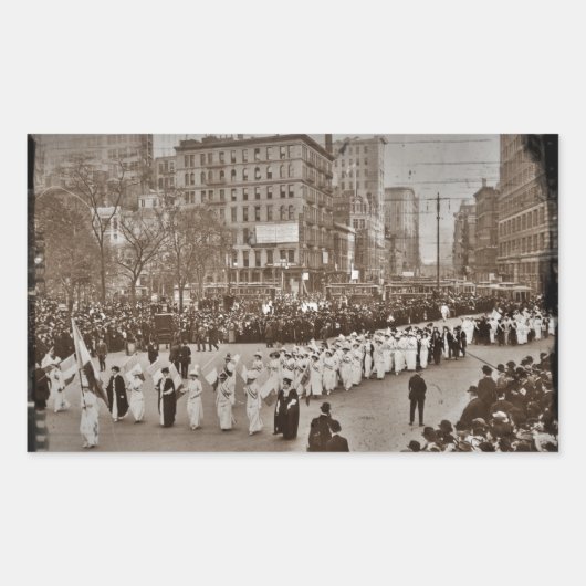 Vrouwenparade 1912 rechthoekige sticker (Voorkant)