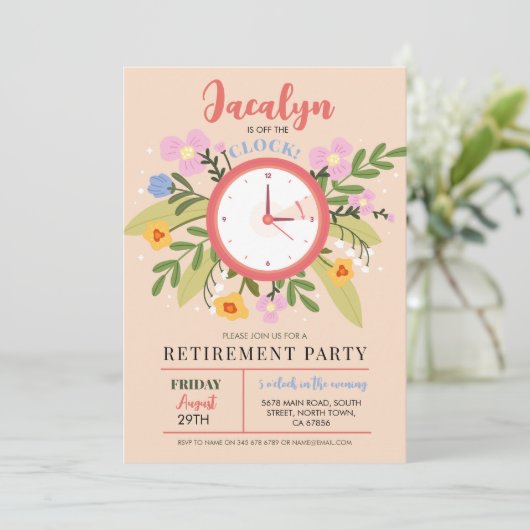 Vrouwenpensioen Off The Clock Bloemige Feest  Kaart (Staand voorkant)