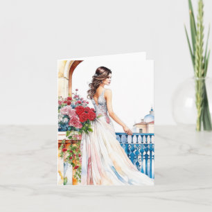 Vrouwenportret H - Waterverven & Pen Kaart