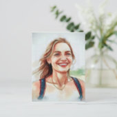 Vrouwenportret in waterige stijl briefkaart (Staand voorkant)