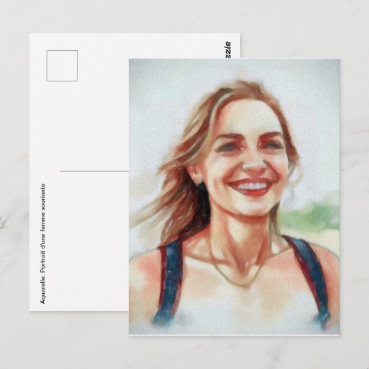 Vrouwenportret in waterige stijl briefkaart (Voorkant / Achterkant)