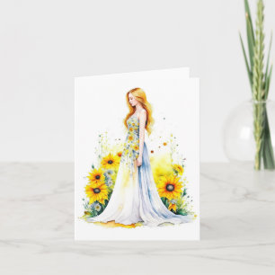 Vrouwenportret K - Waterverven & Pen Kaart