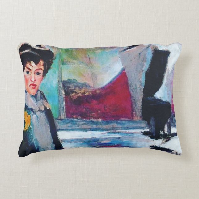  vrouwenportret met Abstracte achtergrond Accent Kussen (Voorkant)