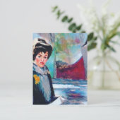 vrouwenportret met Abstracte achtergrond Briefkaart (Staand voorkant)