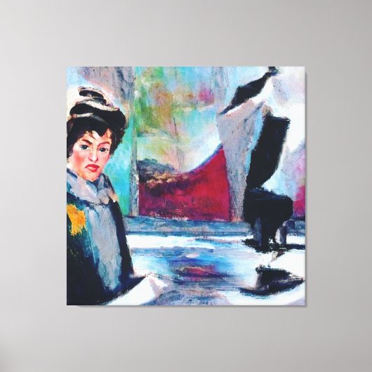  vrouwenportret met Abstracte achtergrond Canvas Afdruk (Voorkant)